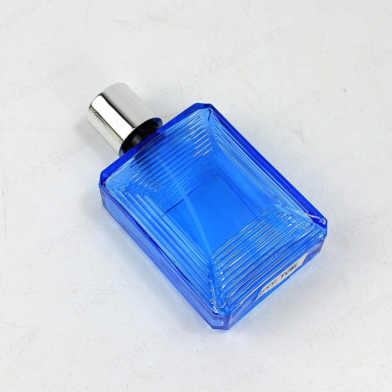 Luxury Round Blue Glass Perfume Bottle For Skincare